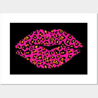 Pink Leopard Lips Posters and Art